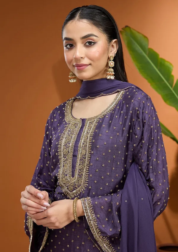 Purple_Cutdana_Soft_Raw_Silk_Readymade_Salwar_Suit
