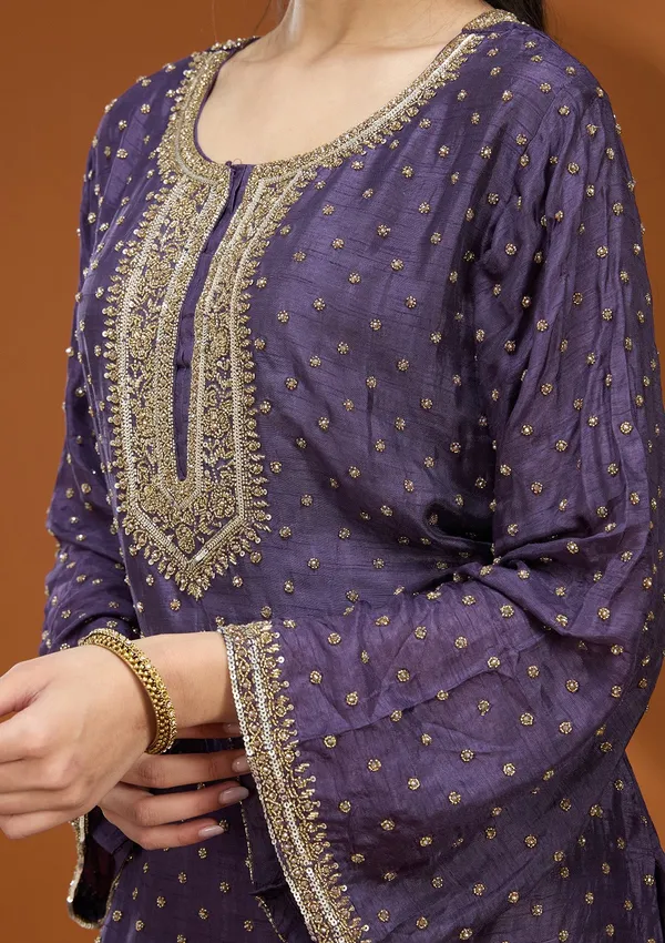 Purple_Cutdana_Soft_Raw_Silk_Readymade_Salwar_Suit