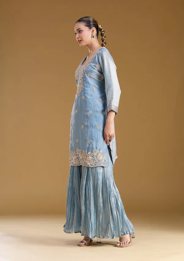 Blue_Threadwork_Tissue_Readymade_Salwar_Suit