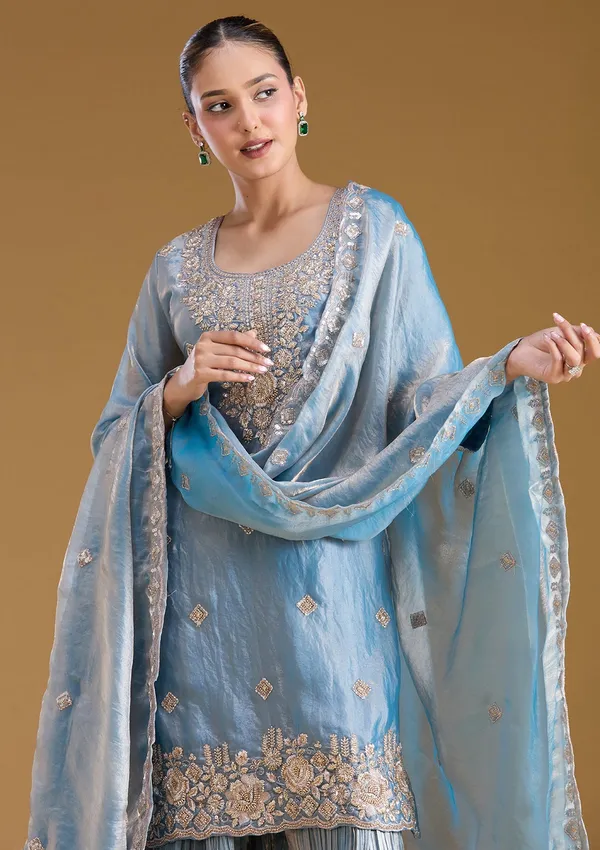 Blue_Threadwork_Tissue_Readymade_Salwar_Suit
