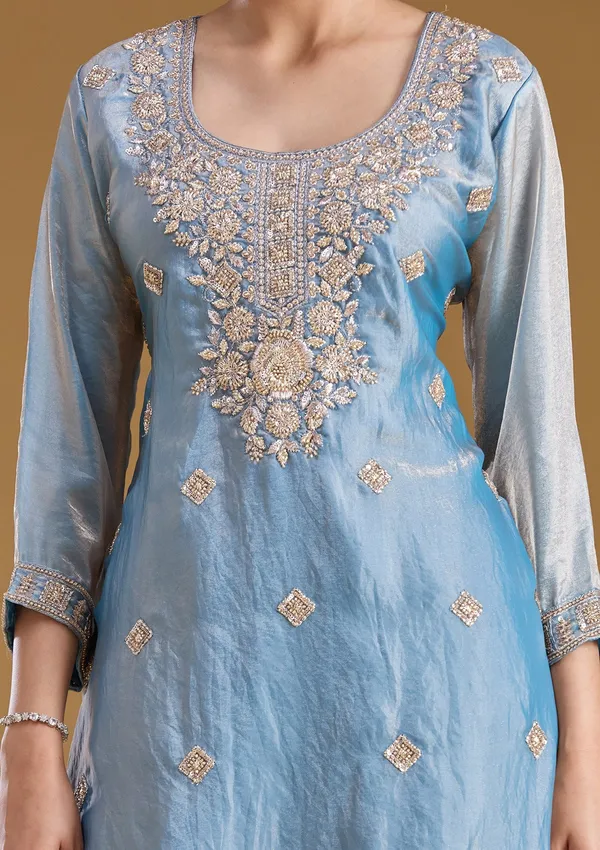 Blue_Threadwork_Tissue_Readymade_Salwar_Suit
