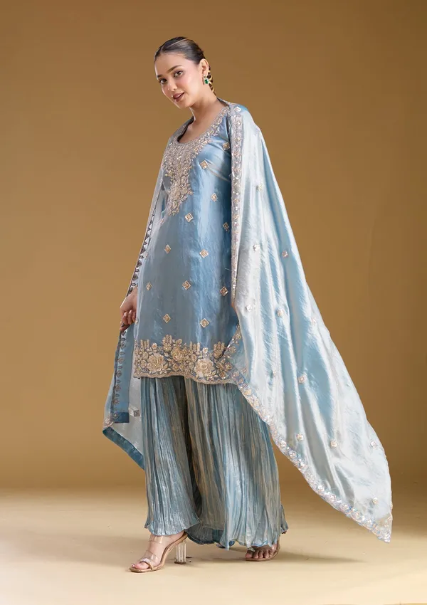 Blue_Threadwork_Tissue_Readymade_Salwar_Suit