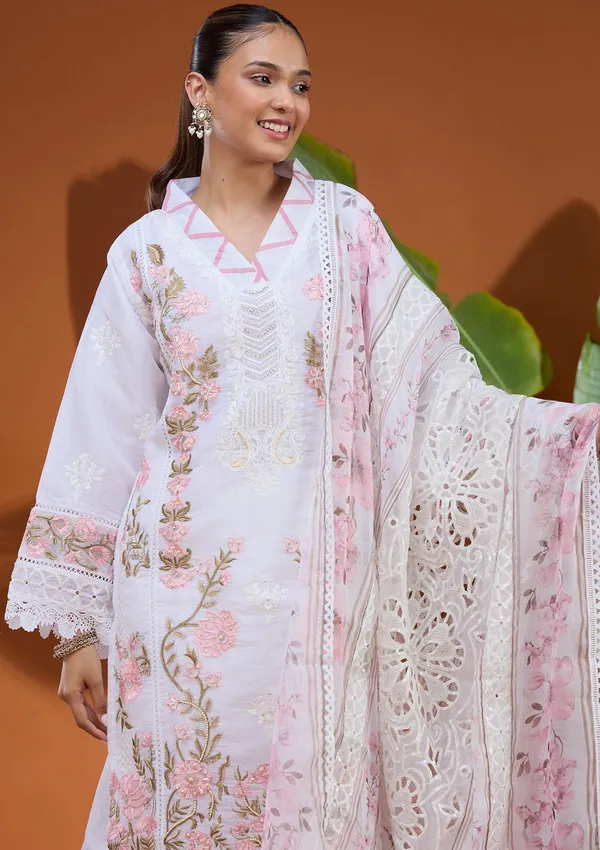 White_Threadwork_Tissue_Readymade_Salwar_Suit