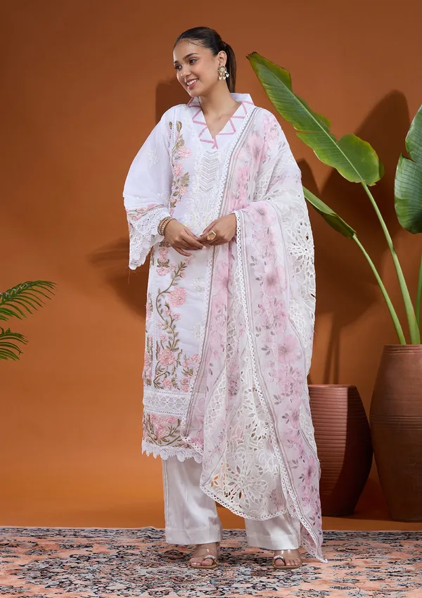 White_Threadwork_Tissue_Readymade_Salwar_Suit