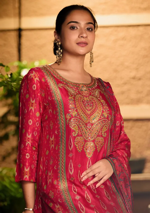 Rani_Pink_Cutdana_Soft_Raw_Silk_Readymade_Salwar_Suit