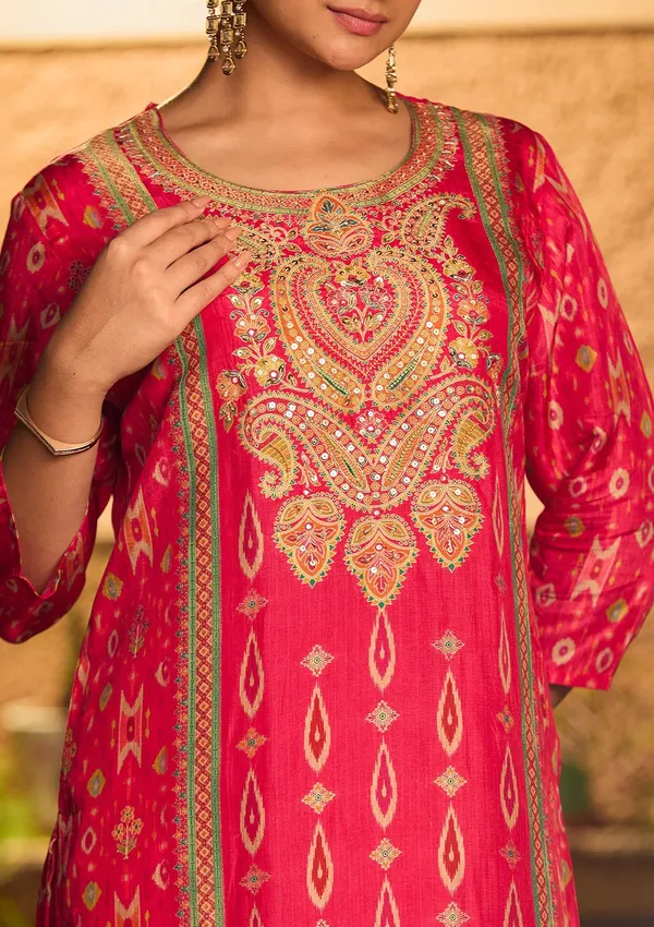 Rani_Pink_Cutdana_Soft_Raw_Silk_Readymade_Salwar_Suit