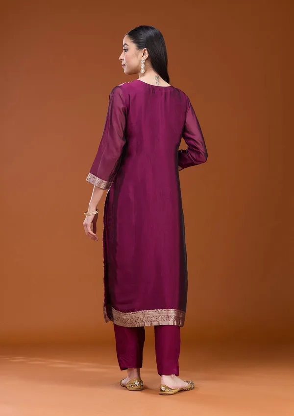Wine_Zariwork_Gold_Soft_Raw_Silk_Readymade_Salwar_Suit