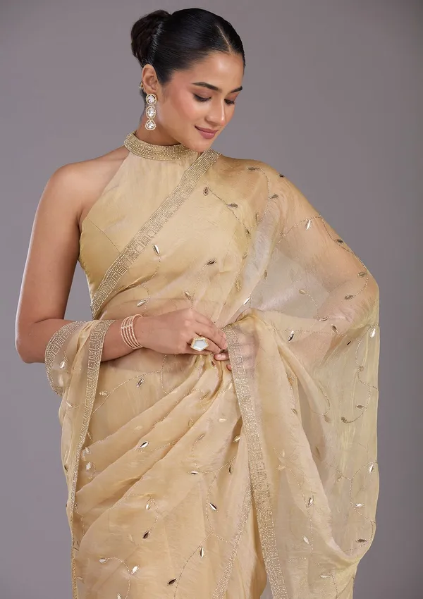 Beige_Stonework_Gold_Tissue_Saree
