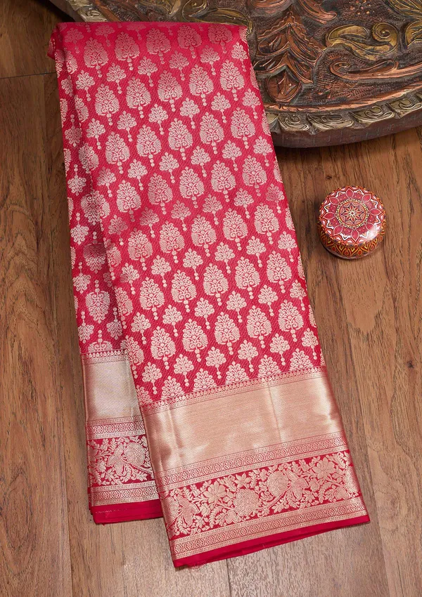 Maroon_Zariwork_Gold_Silk_Saree