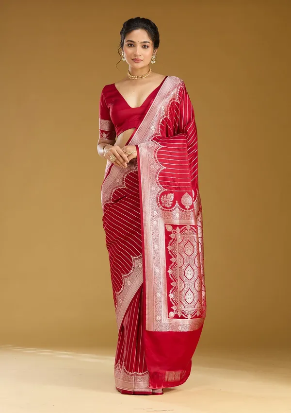 Maroon_Zariwork_Gold_Silk_Saree