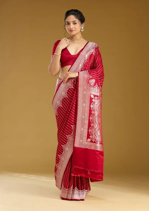 Maroon_Zariwork_Gold_Silk_Saree