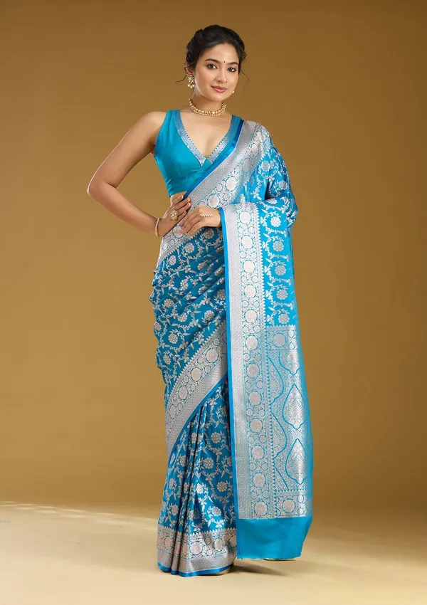 Sky_Blue_Zariwork_Gold_Satin_Silk_Saree