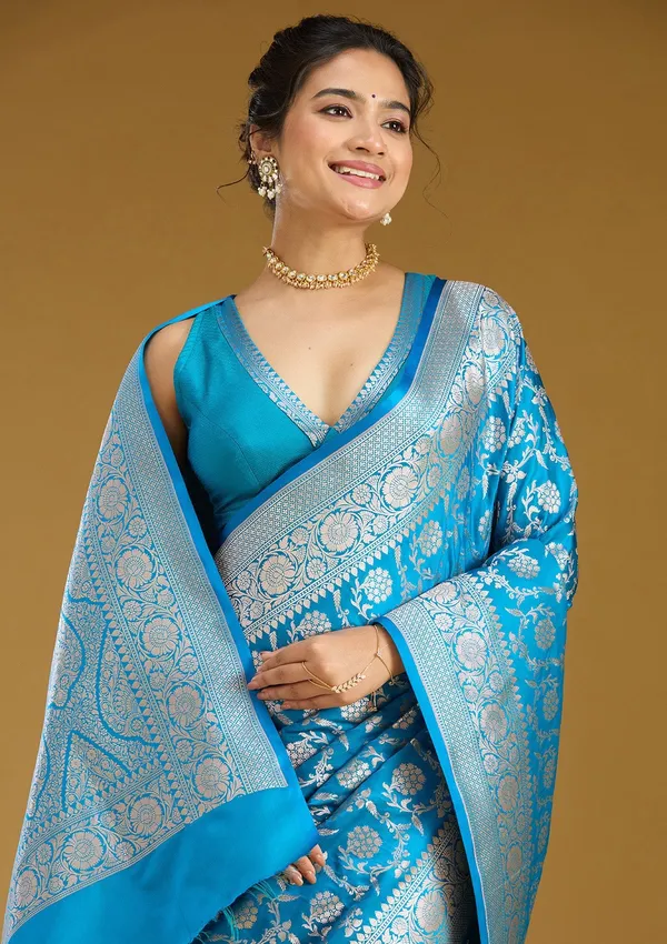 Sky_Blue_Zariwork_Gold_Satin_Silk_Saree