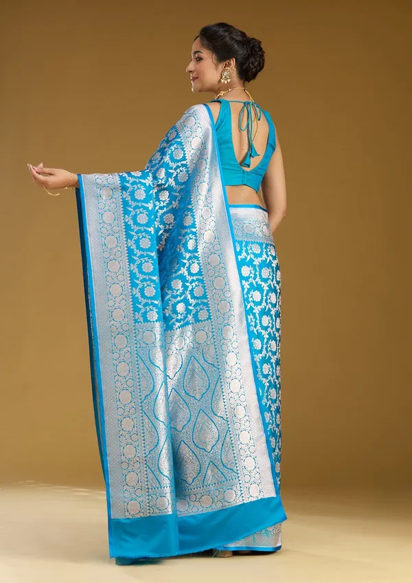 Sky_Blue_Zariwork_Gold_Satin_Silk_Saree