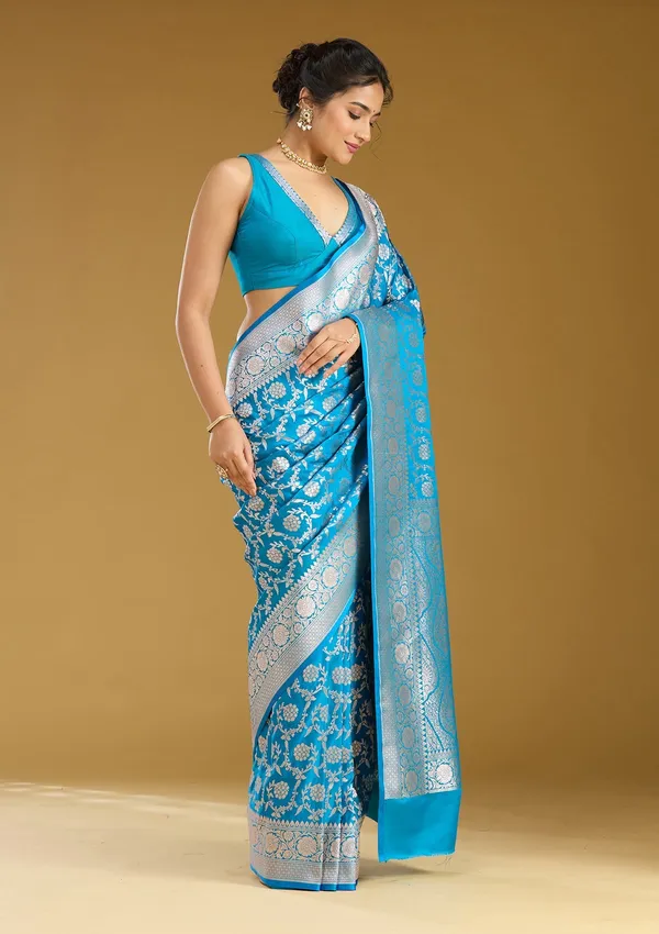 Sky_Blue_Zariwork_Gold_Satin_Silk_Saree