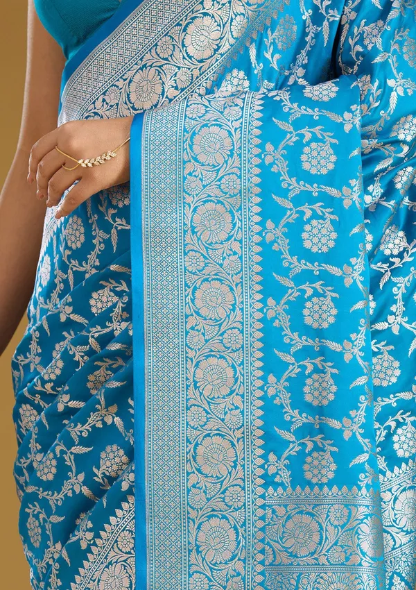 Sky_Blue_Zariwork_Gold_Satin_Silk_Saree
