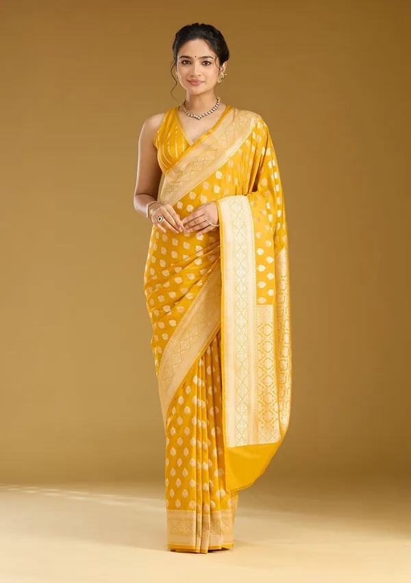 Mustard_Zariwork_Gold_Silk_Saree