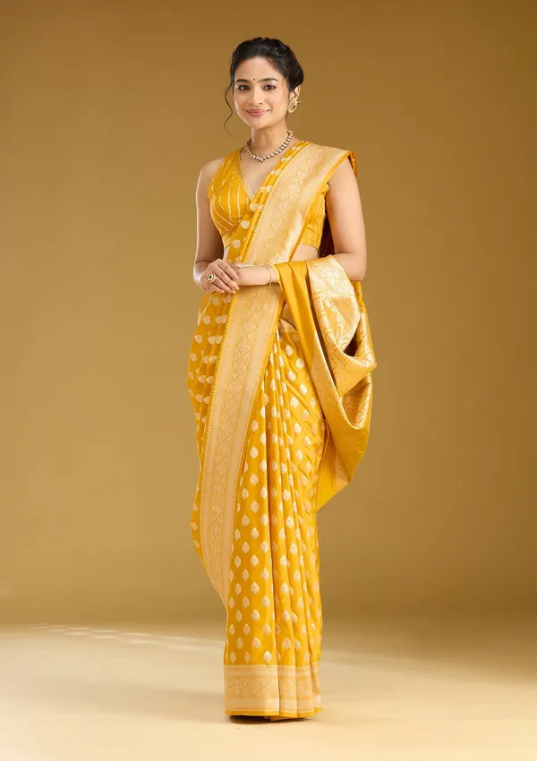 Mustard_Zariwork_Gold_Silk_Saree