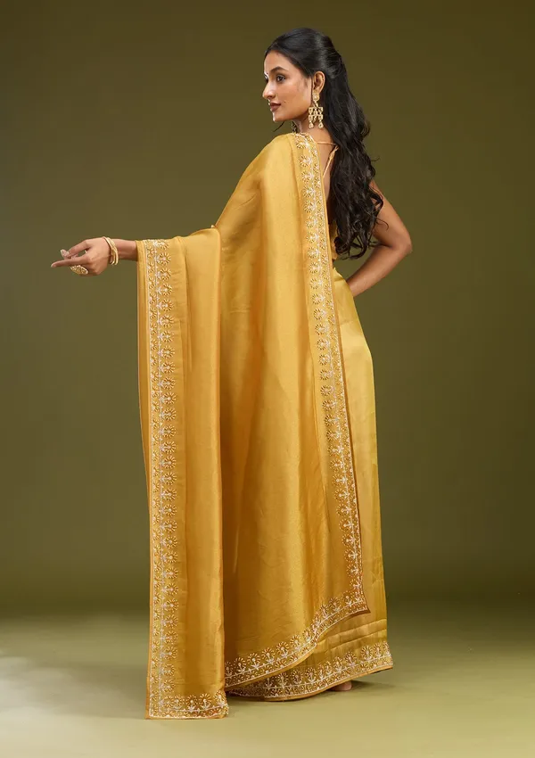 Mustard_Pearlwork_Tissue_Saree