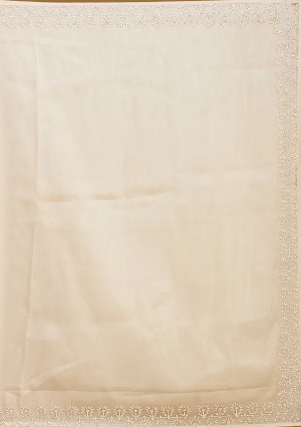 Beige_Pearlwork_Tissue_Saree