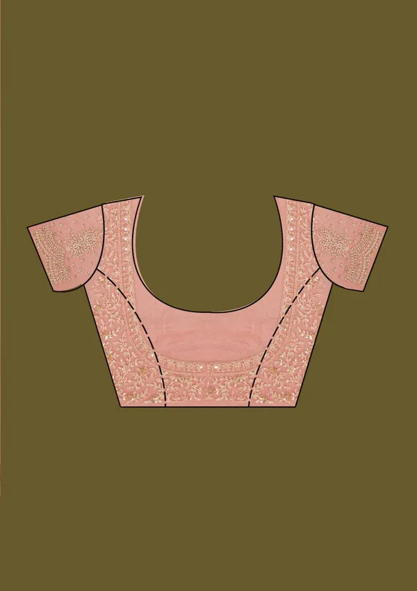 Peach_Zariwork_Antique_Net_Saree