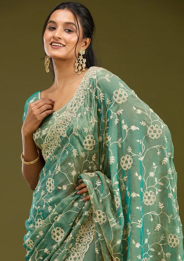 Rama_Green_Zariwork_Silver_Tissue_Saree