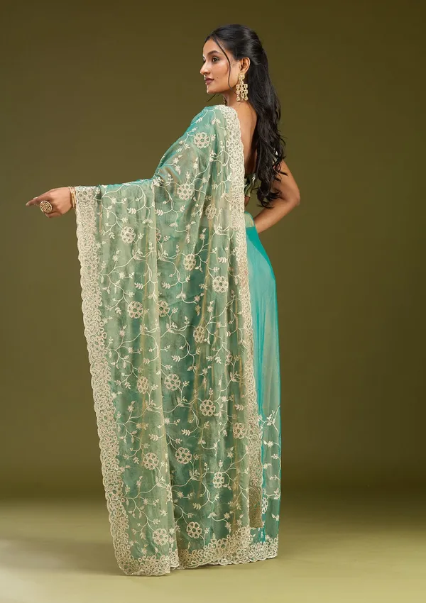 Rama_Green_Zariwork_Silver_Tissue_Saree