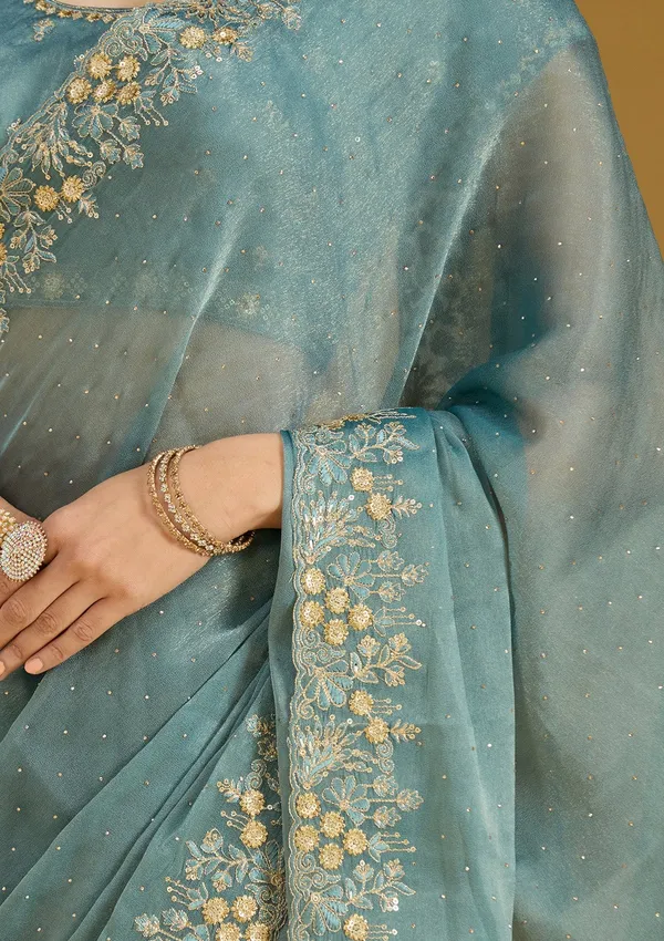 Blue_Zariwork_Gold_Tissue_Saree
