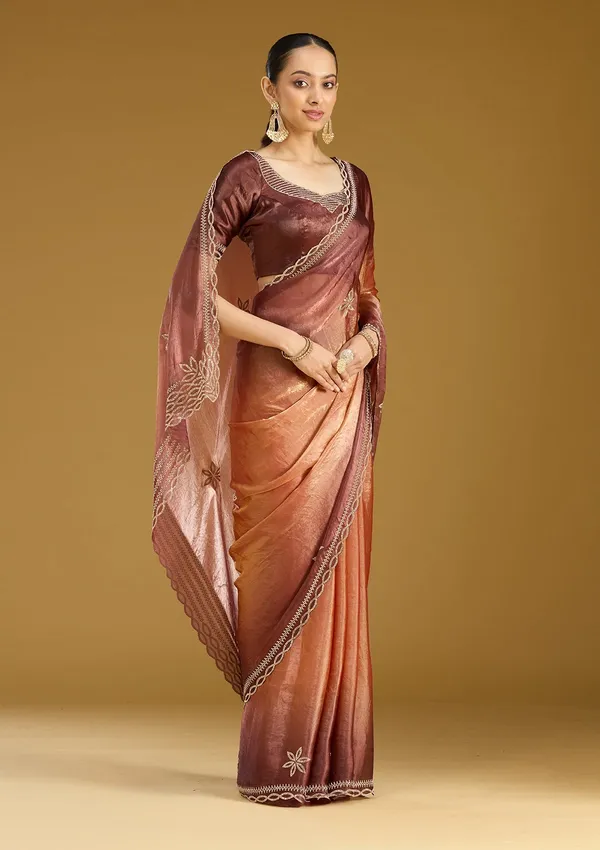 Rust_Stonework_Gold_Tissue_Saree