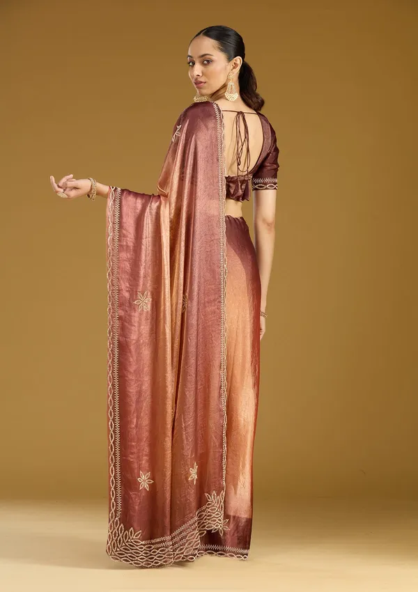 Rust_Stonework_Gold_Tissue_Saree