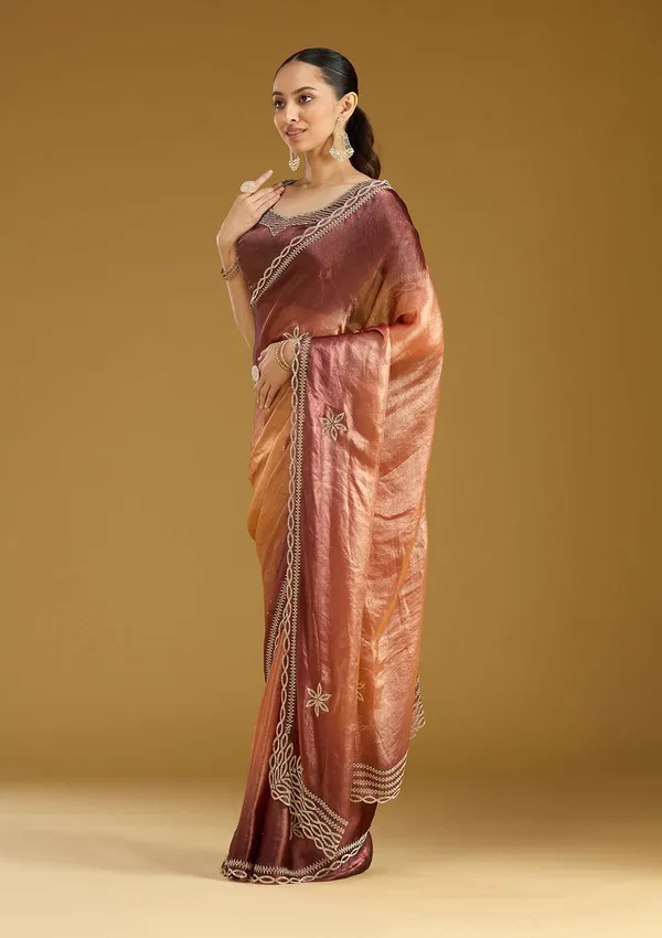 Rust_Stonework_Gold_Tissue_Saree