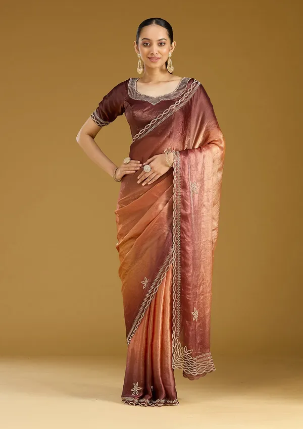 Rust_Stonework_Gold_Tissue_Saree