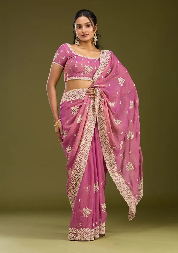 Onion_Pink_Zariwork_Silver_Tissue_Saree