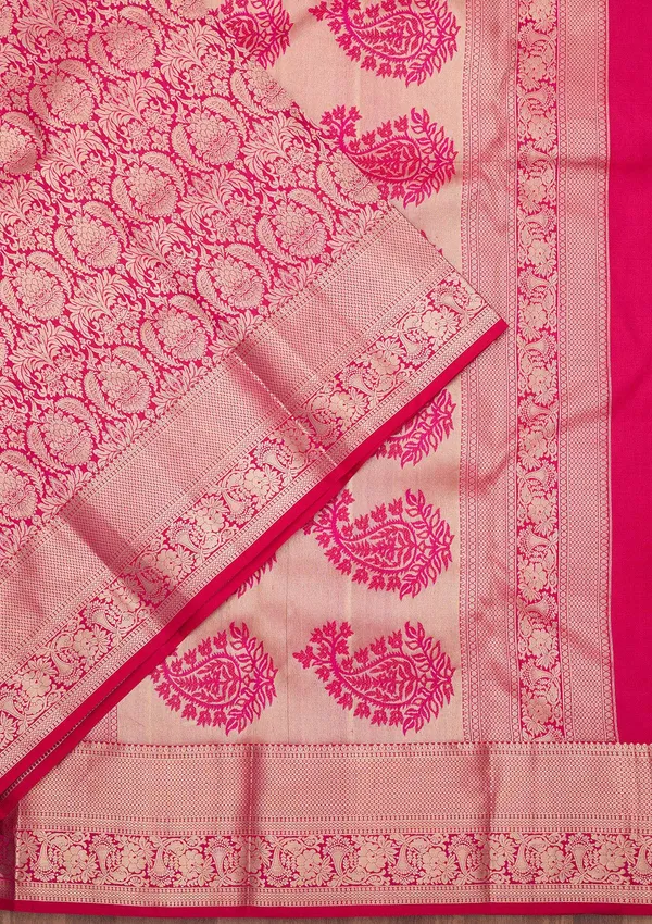 Rani_Pink_Zariwork_Silver_Silk_Saree