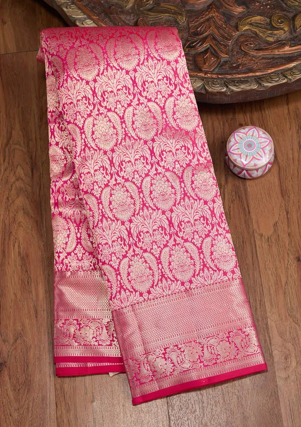 Rani_Pink_Zariwork_Silver_Silk_Saree