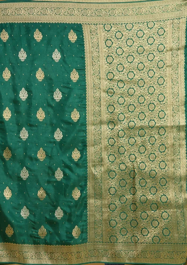 Bottle_Green_Zariwork_Gold_Silk_Saree
