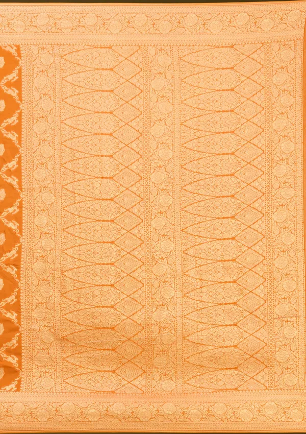 Orange_Zariwork_Satin_Silk_Saree