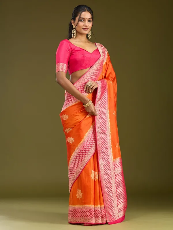Orange_Zariwork_Silver_Art_Silk_Saree