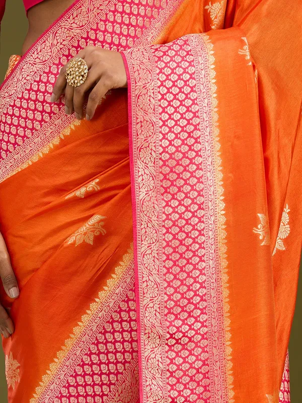 Orange_Zariwork_Silver_Art_Silk_Saree
