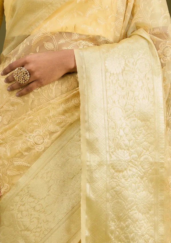Beige_Zariwork_Gold_Silk_Saree