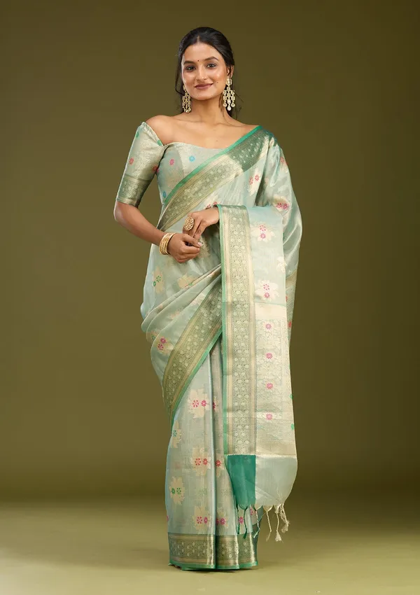 Sea_Green_Zariwork_Gold_Tissue_Silk_Saree