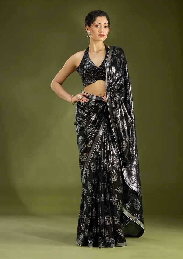 Black_Sequins_Georgette_Saree