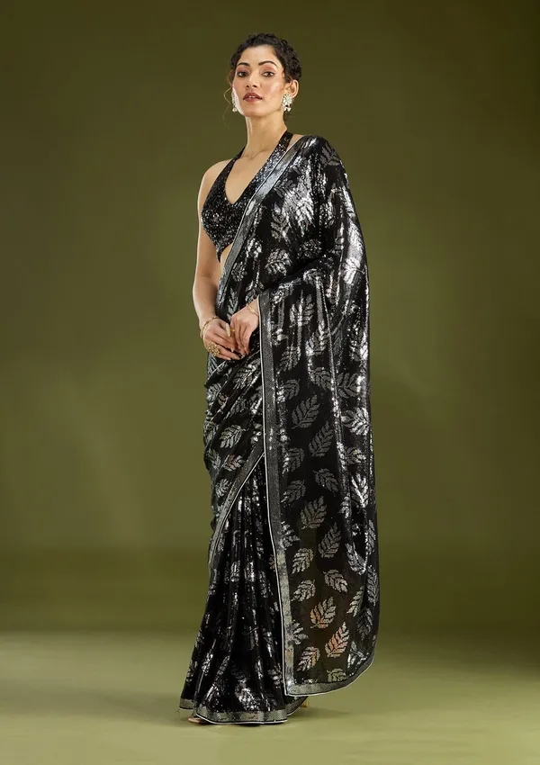 Black_Sequins_Georgette_Saree