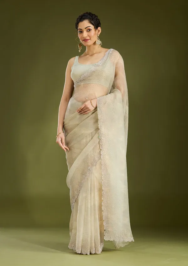 Off_White_Stonework_Gold_Tissue_Saree