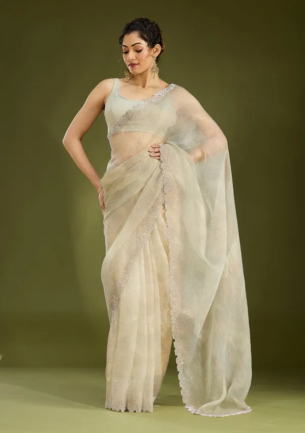 Off_White_Stonework_Gold_Tissue_Saree