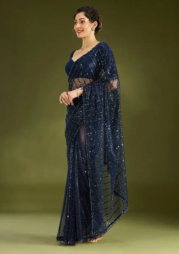 Navy_Blue_Sequins_Net_Saree