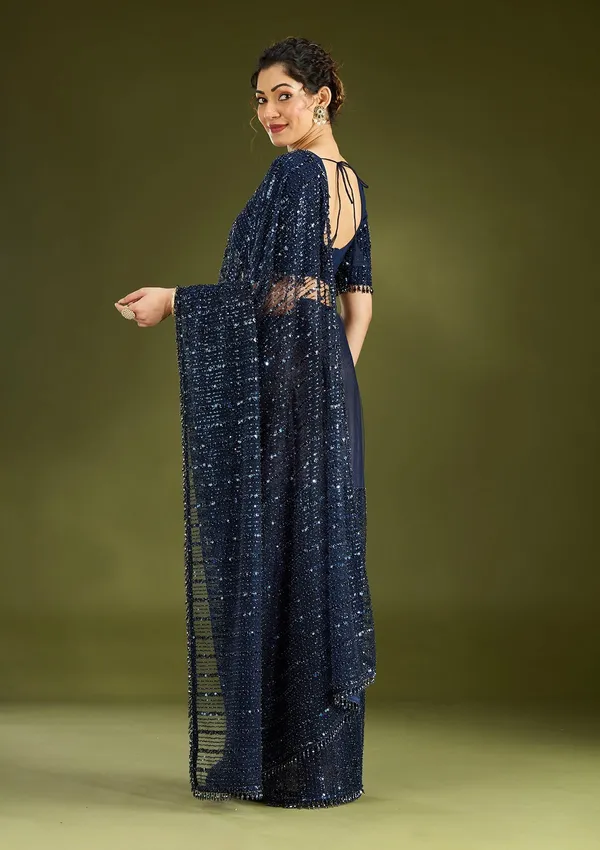 Navy_Blue_Sequins_Net_Saree