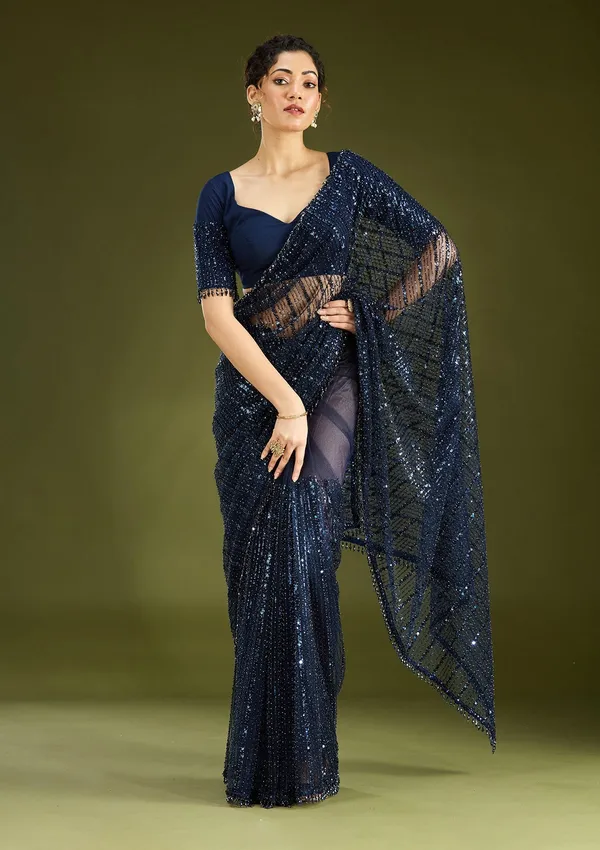 Navy_Blue_Sequins_Net_Saree