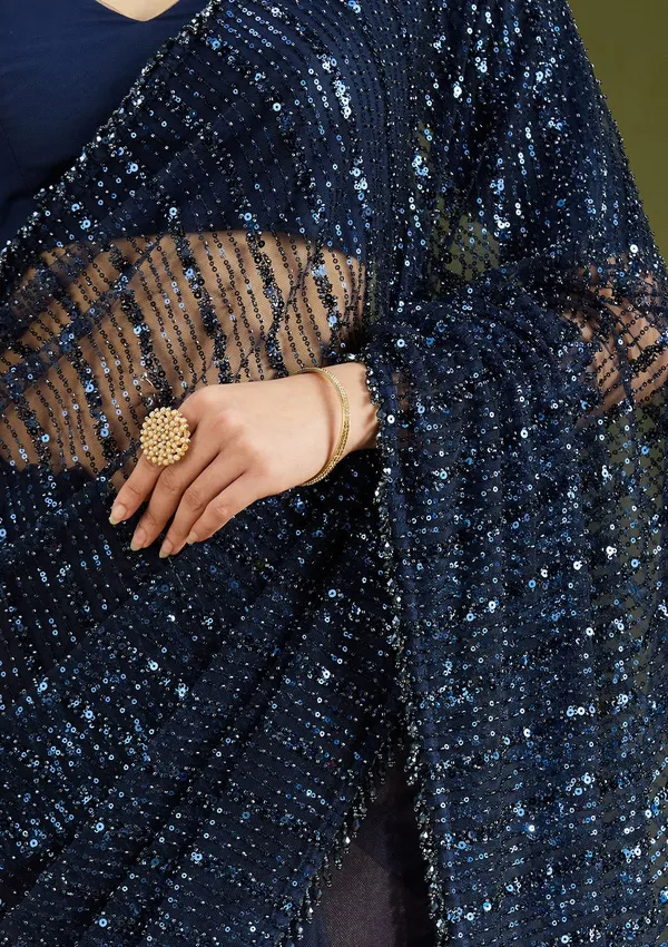 Navy_Blue_Sequins_Net_Saree