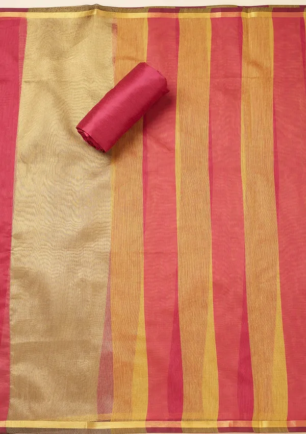 Magenta_Pink_Zariwork_Gold_Tissue_Unstitched_Salwar_Suit